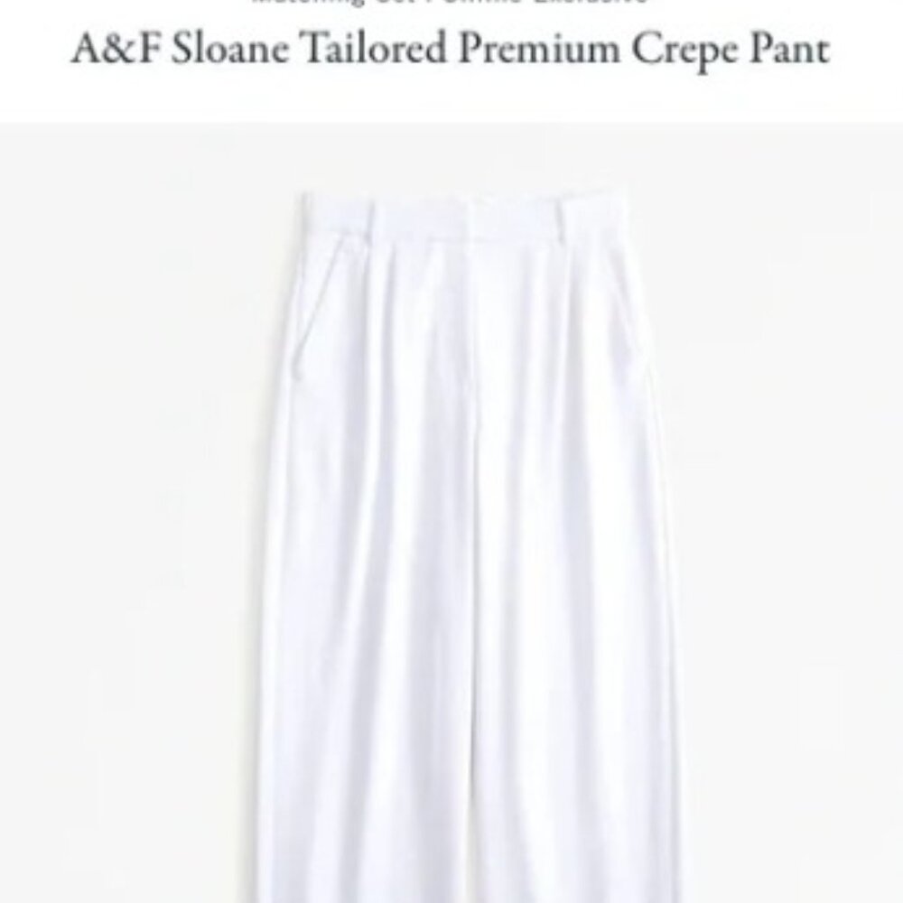 Abercrombie Sloane Tailored Premium Crepe Pant in White, Size 12 (31) Short